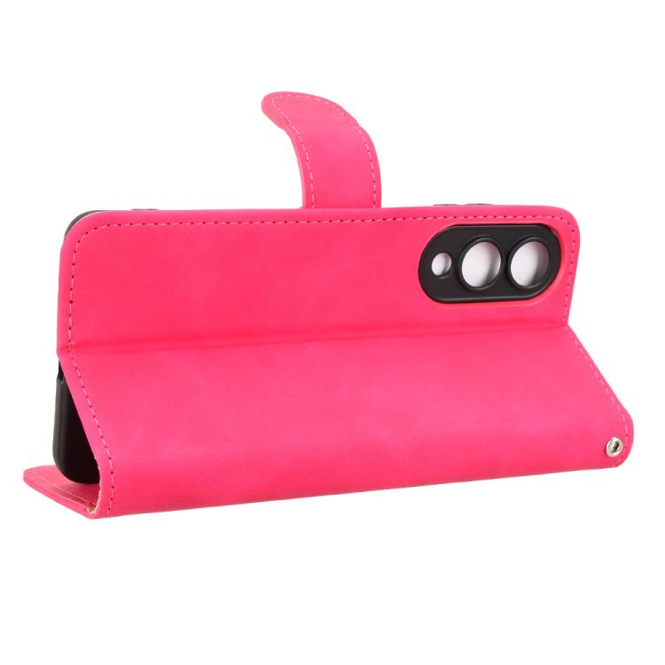 For Samsung Galaxy S25 Edge 5G Skin Feel Magnetic Flip Leather Phone Case(Rose Red)