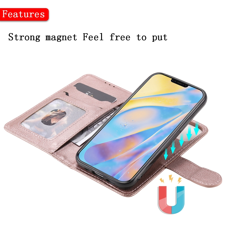 For iPhone 12 mini 2 in 1 Solid Color Detachable PU Leather Case with Card Slots & Magnetic Holder & Photo Frame & Wallet & Strap(Rose Gold) For iPhone 12 mini 2 in 1 Solid Color Detachable PU Leather Case with Card Slots & Magnetic Holder & Photo Frame & Wallet & Strap(Rose Gold)