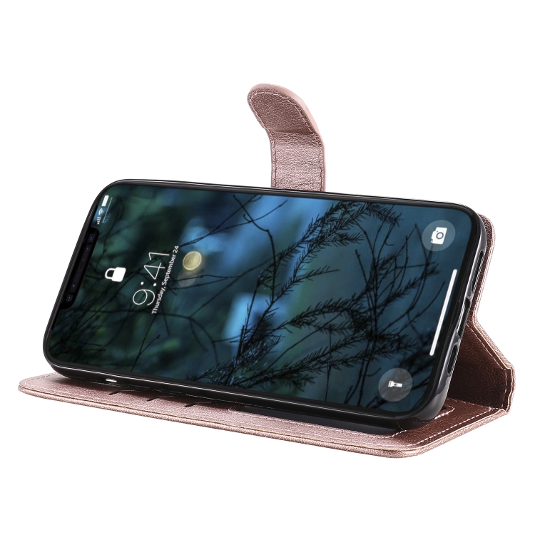 For iPhone 12 Pro Max 2 in 1 Solid Color Detachable PU Leather Case with Card Slots & Magnetic Holder & Photo Frame & Wallet & Strap(Rose Gold) For iPhone 12 Pro Max 2 in 1 Solid Color Detachable PU Leather Case with Card Slots & Magnetic Holder & Photo Frame & Wallet & Strap(Rose Gold)
