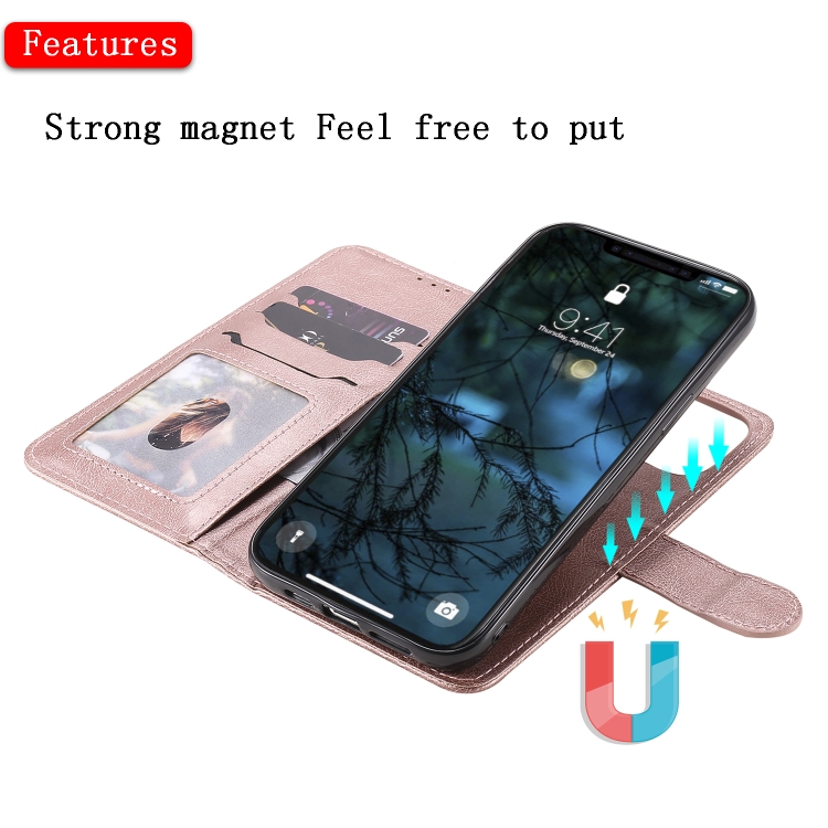 For iPhone 12 Pro Max 2 in 1 Solid Color Detachable PU Leather Case with Card Slots & Magnetic Holder & Photo Frame & Wallet & Strap(Rose Gold) For iPhone 12 Pro Max 2 in 1 Solid Color Detachable PU Leather Case with Card Slots & Magnetic Holder & Photo Frame & Wallet & Strap(Rose Gold)