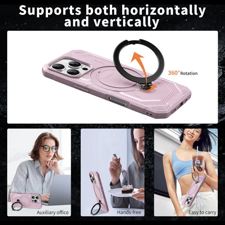 For iPhone 16 Pro Frosted MagSafe Holder Phone Case(Pink)