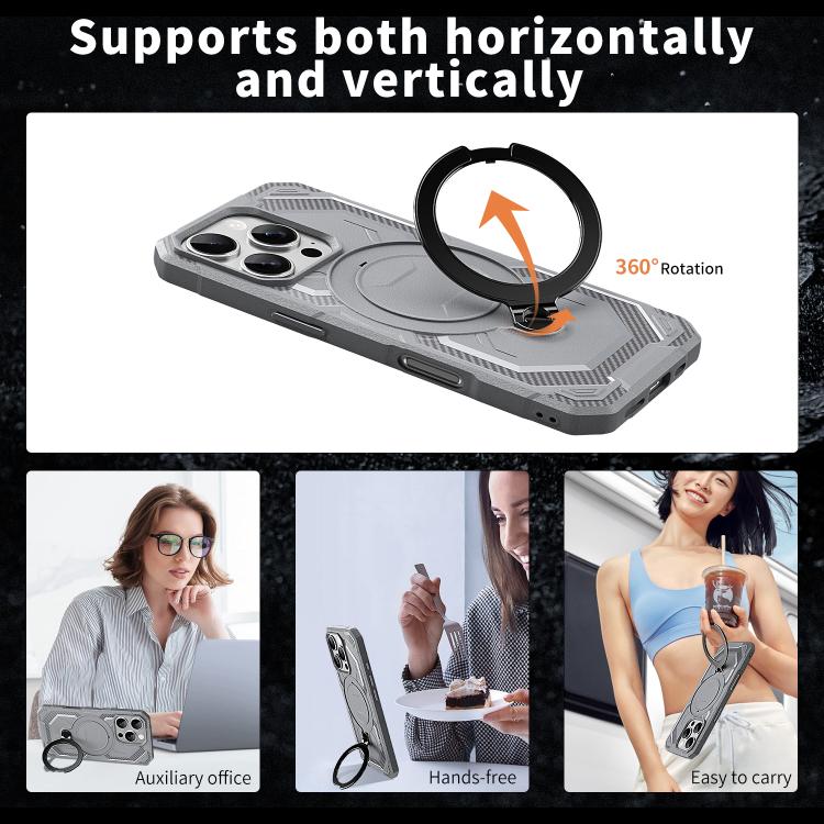 For iPhone 16 Pro Max Frosted MagSafe Holder Phone Case(Grey)