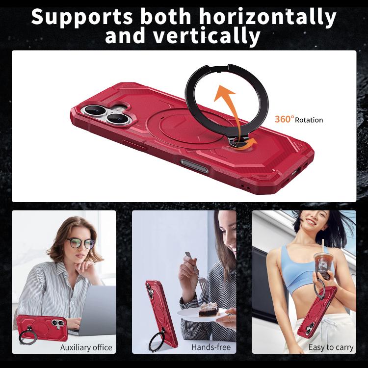 For iPhone 17 Frosted MagSafe Holder Phone Case(Red)