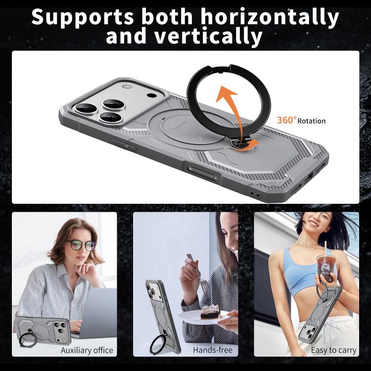 For iPhone 17 Pro Frosted MagSafe Holder Phone Case(Grey)