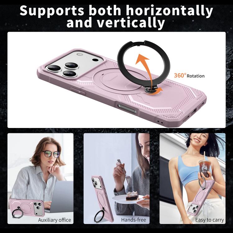 For iPhone 17 Pro Max Frosted MagSafe Holder Phone Case(Pink)