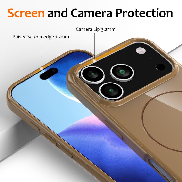 For iPhone 17 Pro Max Glossy TPU Shockproof MagSafe Phone Case with Lanyard(Gold) - 2