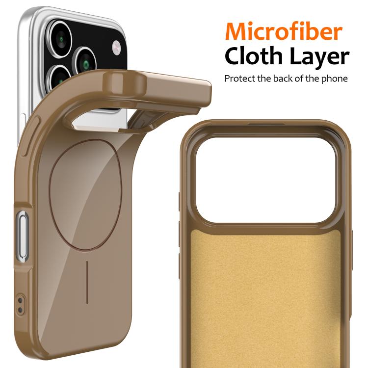 For iPhone 17 Pro Max Glossy TPU Shockproof MagSafe Phone Case with Lanyard(Gold) - 4