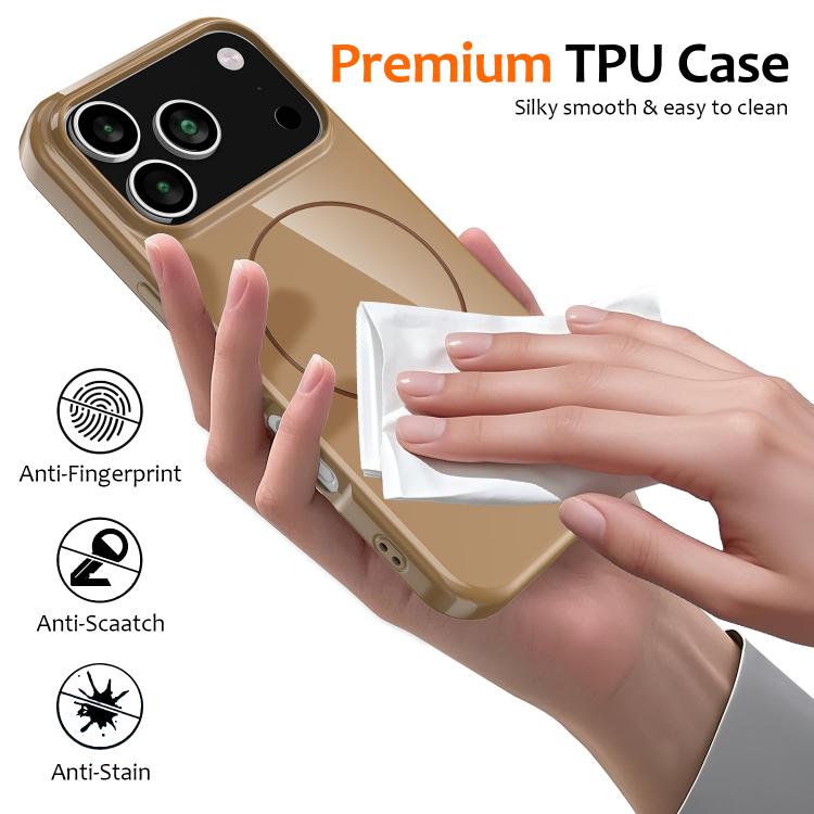 For iPhone 17 Pro Max Glossy TPU Shockproof MagSafe Phone Case with Lanyard(Gold) - 5