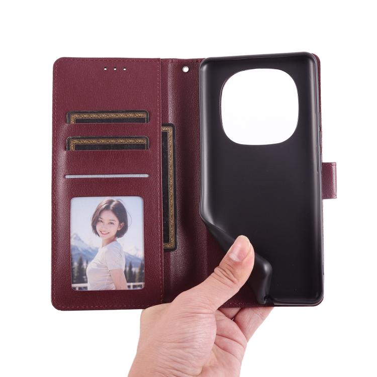 For Redmi Note 14 Pro 4G Global 3-Card Slots Multifunctional Leather Phone Case(Wine Red)