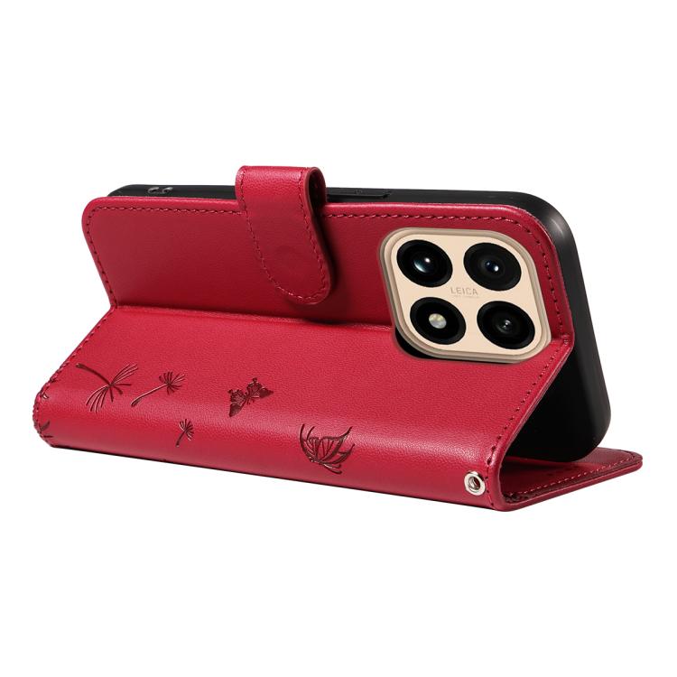 For Xiaomi 15T 5G Dandelion Embossed Pattern Flip Leather Phone Case(Red)