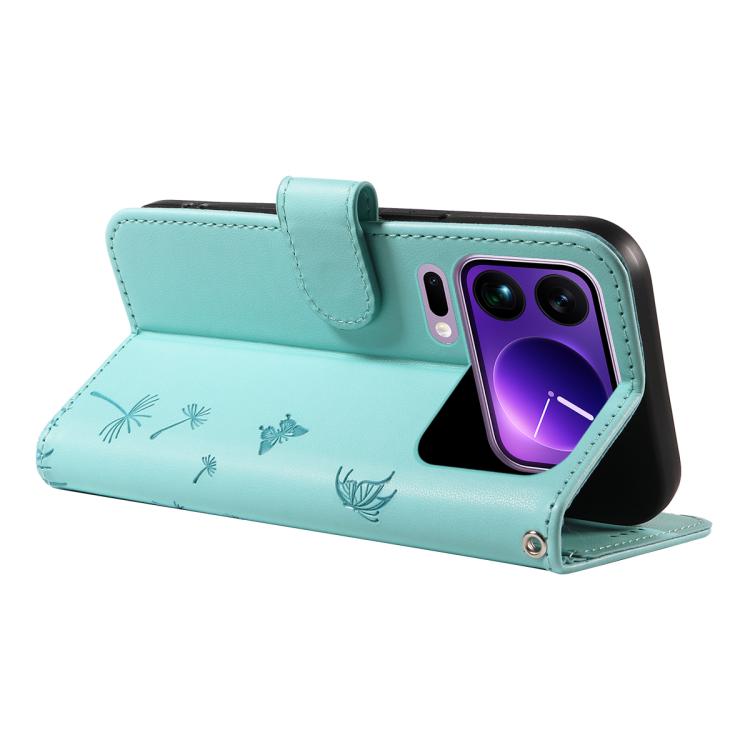 For Xiaomi 17 Pro Max Dandelion Embossed Pattern Flip Leather Phone Case(Green)