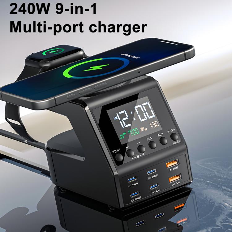 9 in 1 240W Multifunctional Multi-Port Charging Station with Alarm Function - 4