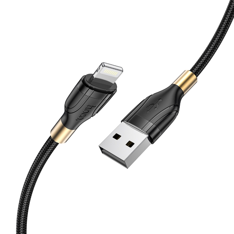 hoco U92 1.2m 2.4A USB to 8 Pin Gold Collar Charging Data Cable(Black) hoco U92 1.2m 2.4A USB to 8 Pin Gold Collar Charging Data Cable(Black)