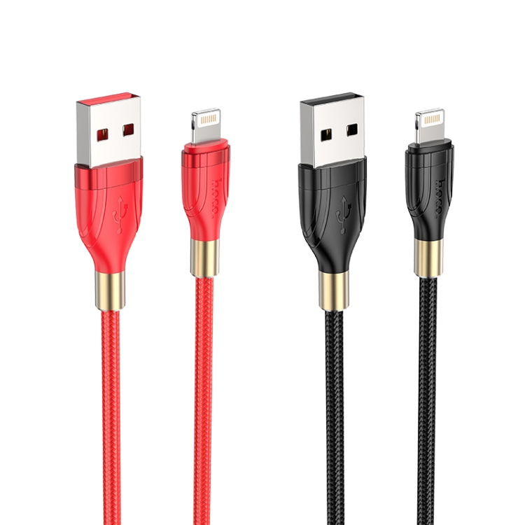 hoco U92 1.2m 2.4A USB to 8 Pin Gold Collar Charging Data Cable(Black) hoco U92 1.2m 2.4A USB to 8 Pin Gold Collar Charging Data Cable(Black)