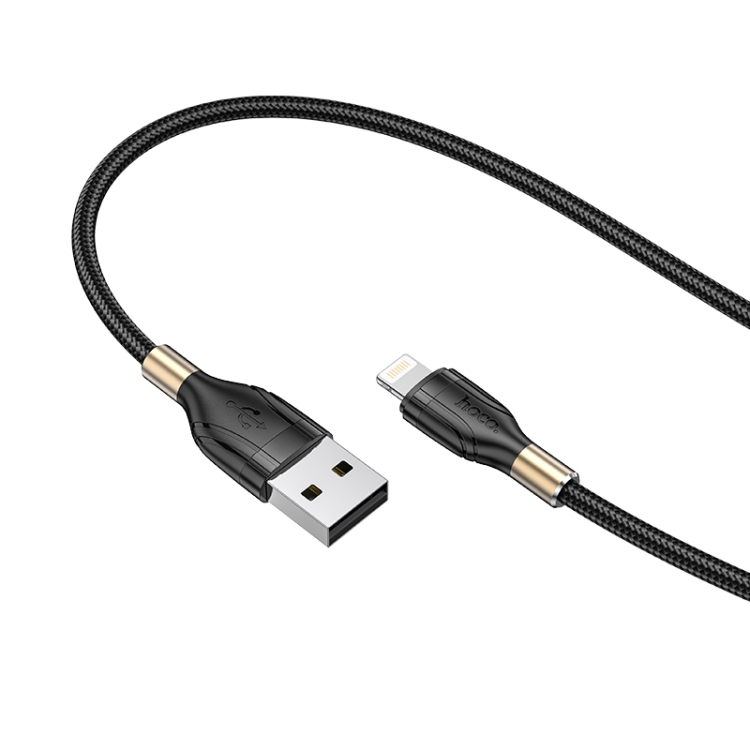 hoco U92 1.2m 2.4A USB to 8 Pin Gold Collar Charging Data Cable(Black) hoco U92 1.2m 2.4A USB to 8 Pin Gold Collar Charging Data Cable(Black)
