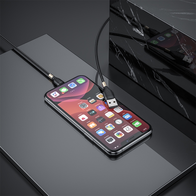 hoco U92 1.2m 2.4A USB to 8 Pin Gold Collar Charging Data Cable(Black) hoco U92 1.2m 2.4A USB to 8 Pin Gold Collar Charging Data Cable(Black)