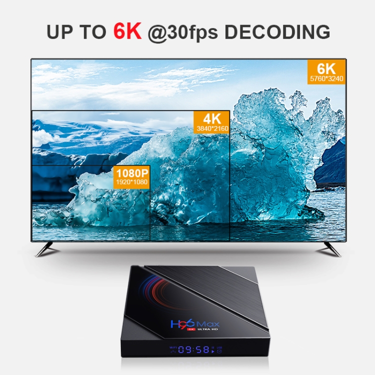 H96 MAX 6K ULTRA HD Caja de TV inteligente con control remoto, Android 10.0, Allwinner H616 Brazo de cuádruple Cortex-A53, 2GB + 16GB, Tarjeta de soporte TF / USBX2 / AV / HDMI / WIFI, AU Plug - 2
