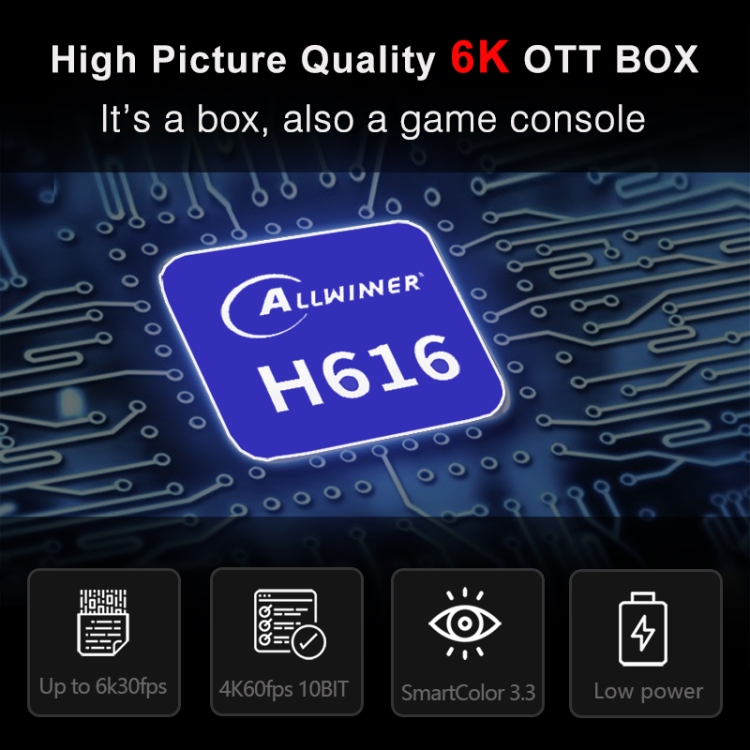 H96 MAX 6K ULTRA HD Caja de TV inteligente con control remoto, Android 10.0, Allwinner H616 Brazo de cuádruple Cortex-A53, 2GB + 16GB, Tarjeta de soporte TF / USBX2 / AV / HDMI / WIFI, AU Plug - 5