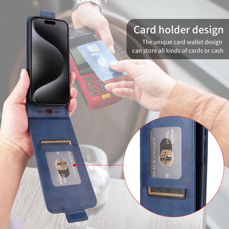 For Xiaomi Poco M7 4G 171mm Magnetic Vertical Flip Leather Phone Case with Buckle(Blue)