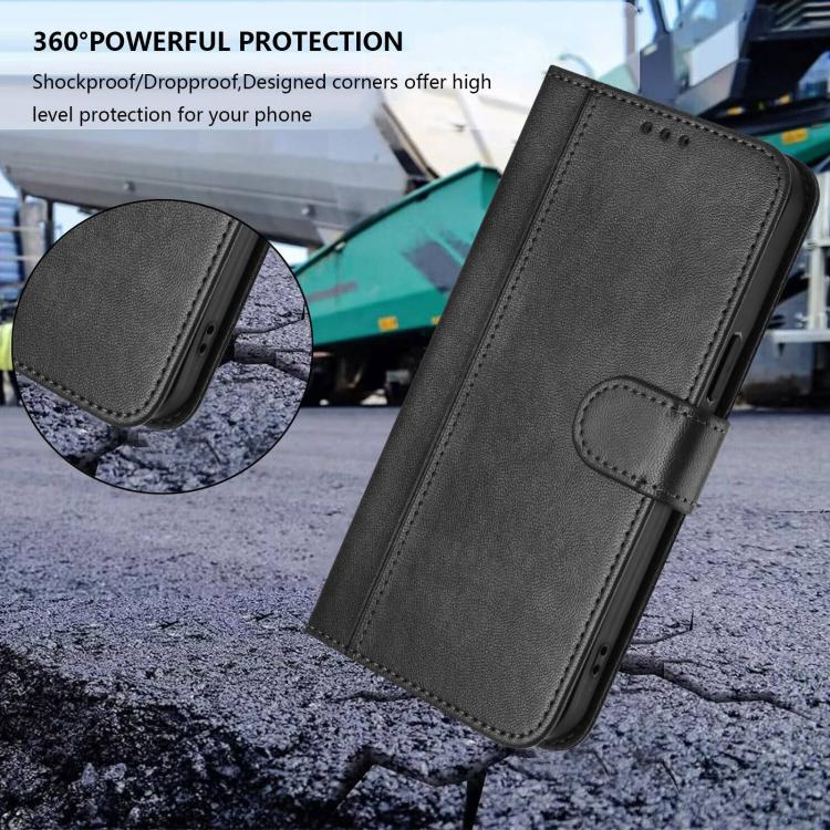 For iPhone 17 Line Splicing Buckle Retro Leather Phone Case(Black)