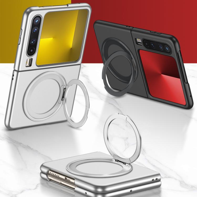 For Huawei Pura X GKK Ultra-thin Full Cover Magnetic Phone Case with Rotating Bracket(Black) - 1