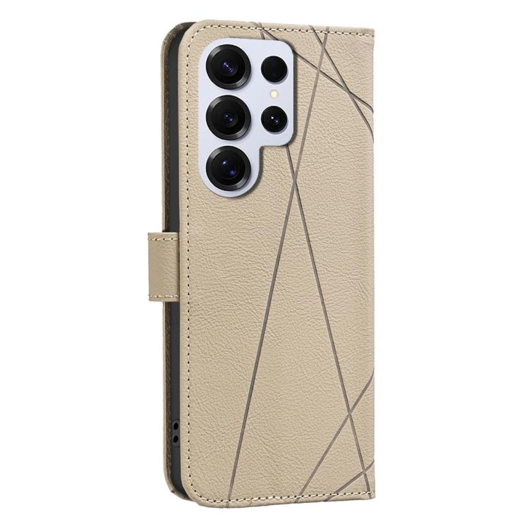 For Samsung Galaxy S23 Ultra 5G Geometric Pattern RFID Leather Phone Case(Beige) 3