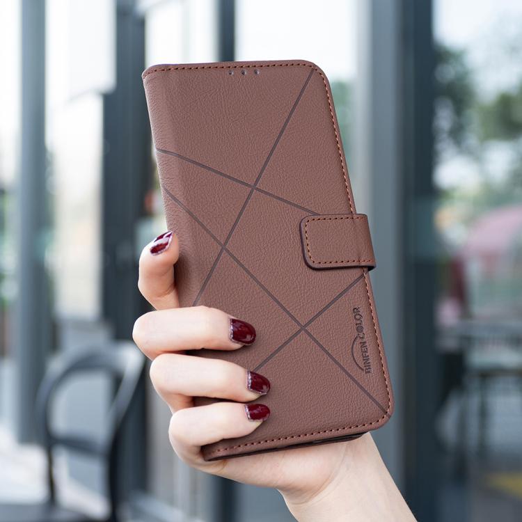 For Redmi Note 14 Pro 4G Geometric Pattern RFID Leather Phone Case(Brown)