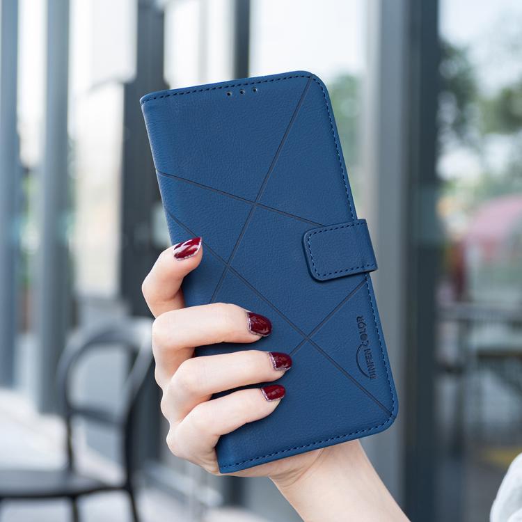 For Redmi Note 12 5G Global Geometric Pattern RFID Leather Phone Case(Blue)