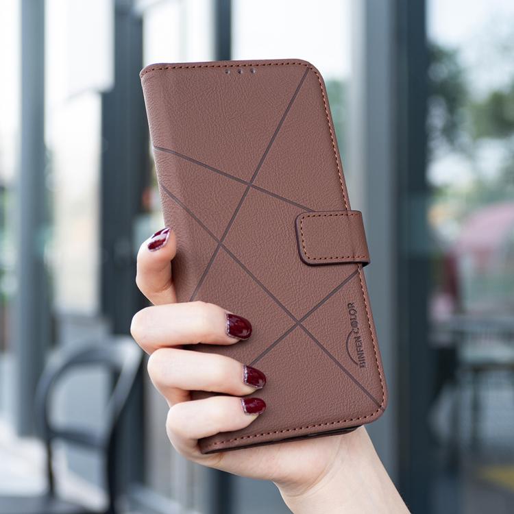 For Redmi K90 Pro Max/Poco F8 Ultra Geometric Pattern RFID Leather Phone Case(Brown)
