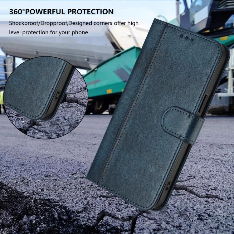 For Xiaomi 15 Line Splicing Buckle Retro Leather Phone Case(Dark Blue)