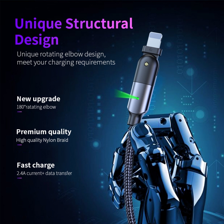 FXCL-WY09 2.4A USB to 8 Pin 180 Degree Rotating Elbow Charging Cable, Length:1.2m(Red) FXCL-WY09 2.4A USB to 8 Pin 180 Degree Rotating Elbow Charging Cable, Length:1.2m(Red)