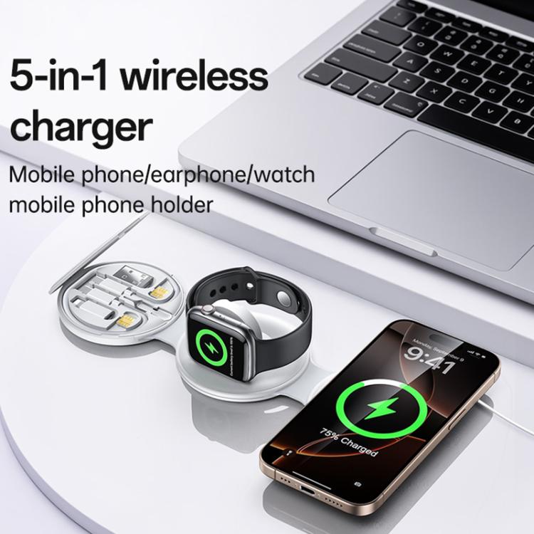 Yesido DS29 5 in 1 Foldable Wireless Charger for Phone / Watch / Earphone(White) - 1