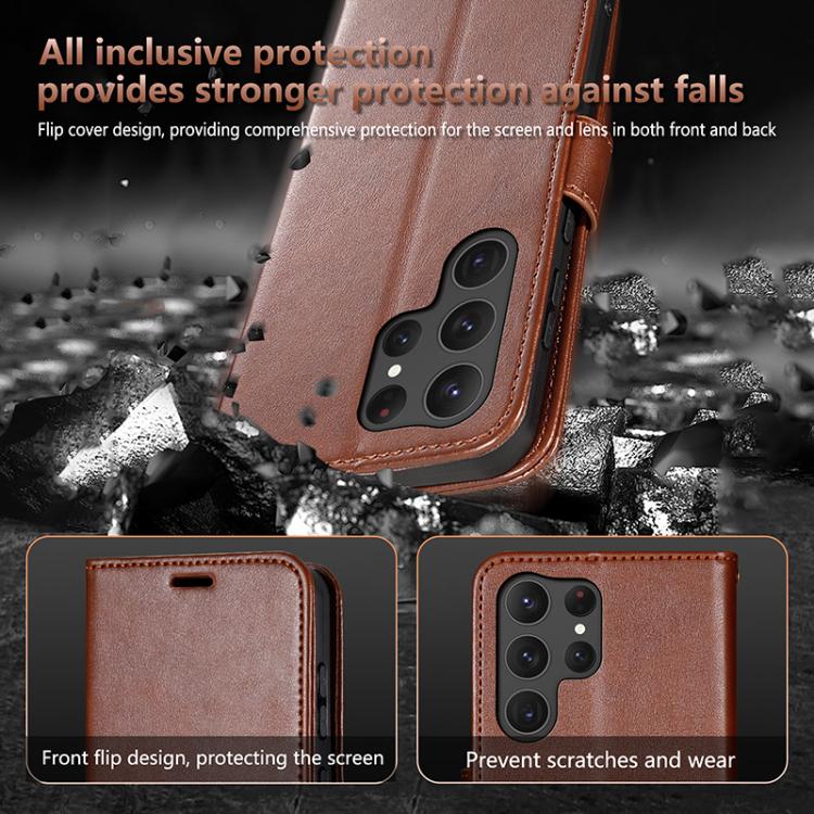 For Samsung Galaxy S23 Ultra 5G AZNS Sheepskin Texture Flip Leather Phone Case(Black)