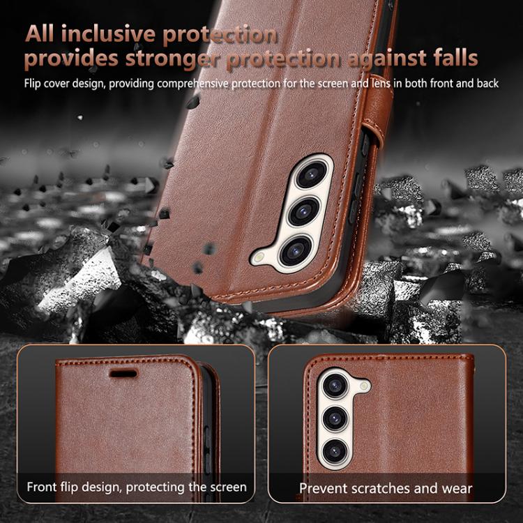 For Samsung Galaxy S23+ 5G AZNS Sheepskin Texture Flip Leather Phone Case(Brown)