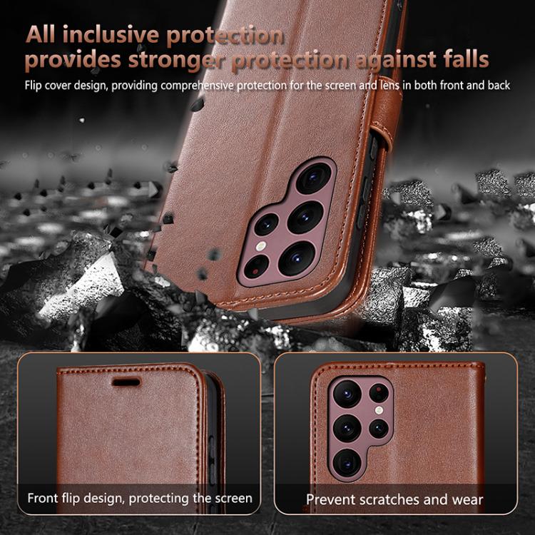 For Samsung Galaxy S22 Ultra 5G AZNS Sheepskin Texture Flip Leather Phone Case(Black)