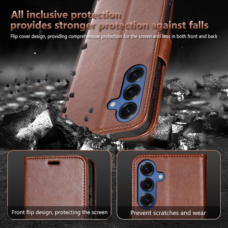For Samsung Galaxy S26+ 5G AZNS Sheepskin Texture Flip Leather Phone Case(Red)
