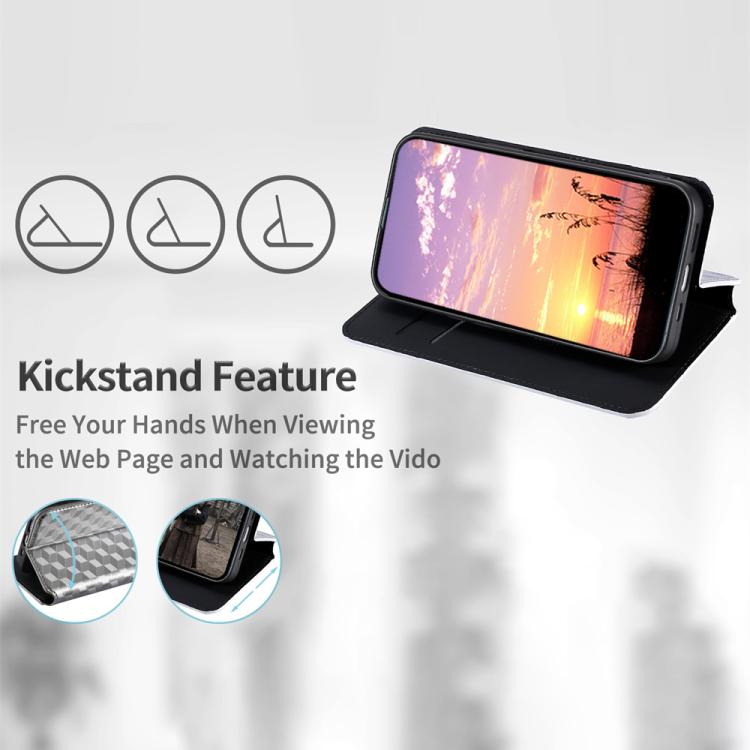 iPhone X / XS用 キュービックグリッドテクスチャ フリップレザー