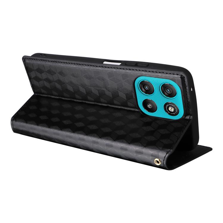 For Motorola Moto G67 Power / G57 Power Cubic Grid Texture Flip Leather Phone Case(Black)