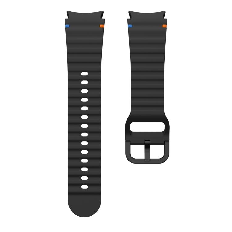 For Samsung Galaxy Watch FE / 7 / 6 / 5 / 4 xDfind Wavy Grain Stitched Colorful Buckle Silicone Watch Band(Black)