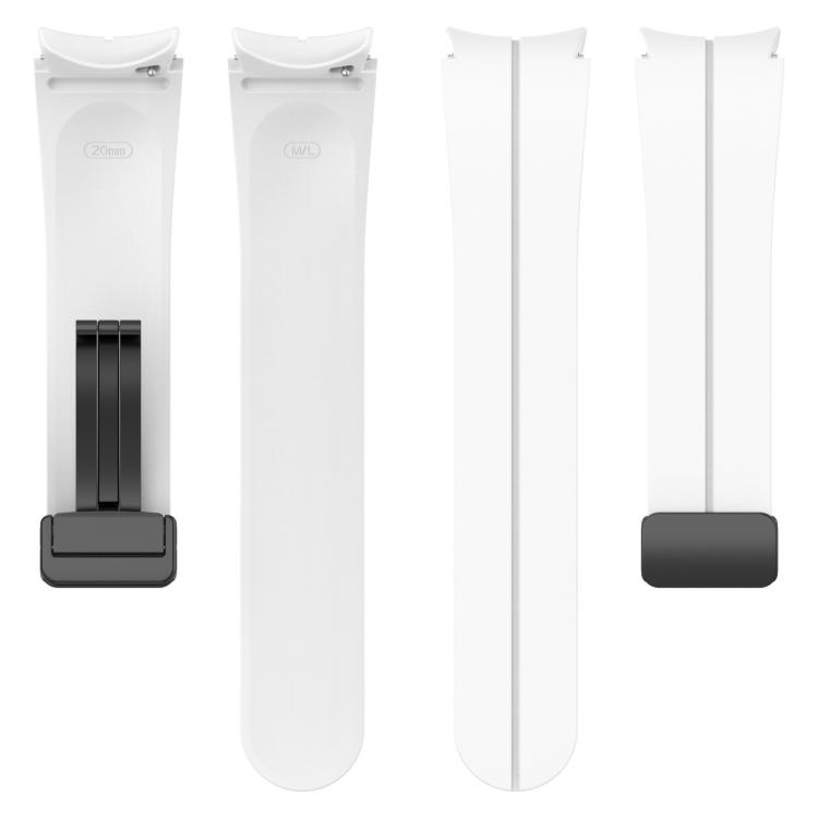 For Samsung Galaxy Watch7 / FE / 6 / 5 / 4 xDfind Fold Magnetic Black Buckle Silicone Watch Band(White)