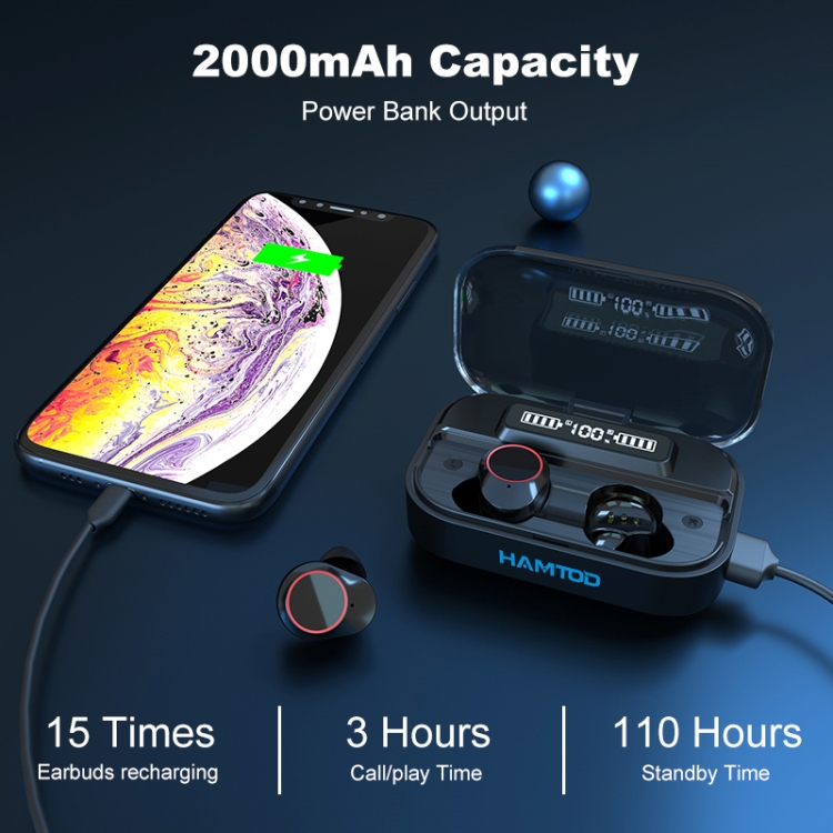 HAMTOD G02 Pro Bluetooth 5.1 Waterproof TWS Bluetooth Earphone with Charging Box HAMTOD G02 Pro Bluetooth 5.1 Waterproof TWS Bluetooth Earphone with Charging Box