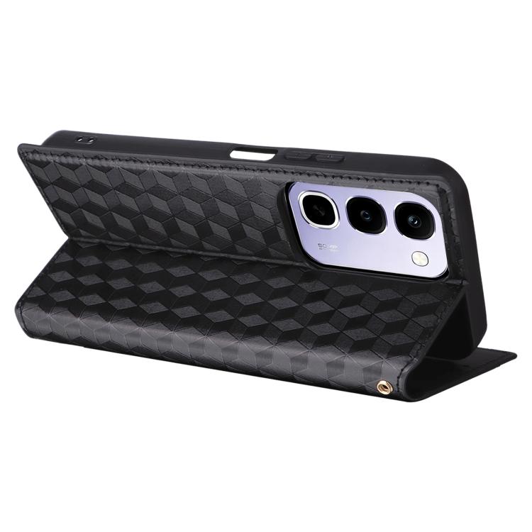 For Realme C100 4G / C100i 4G / C100x 4G Cubic Grid Texture Flip Leather Phone Case(Black)