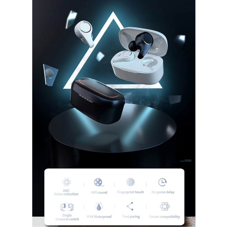 HAMTOD G08 Bluetooth 5.0 Waterproof TWS Active Noise Cancelling Wireless Bluetooth Earphone with Charging Box(Black) HAMTOD G08 Bluetooth 5.0 Waterproof TWS Active Noise Cancelling Wireless Bluetooth Earphone with Charging Box(Black)