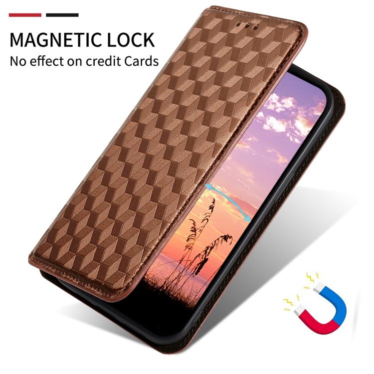 For ZTE Libero 5G III / A202ZT Cubic Grid Texture Flip