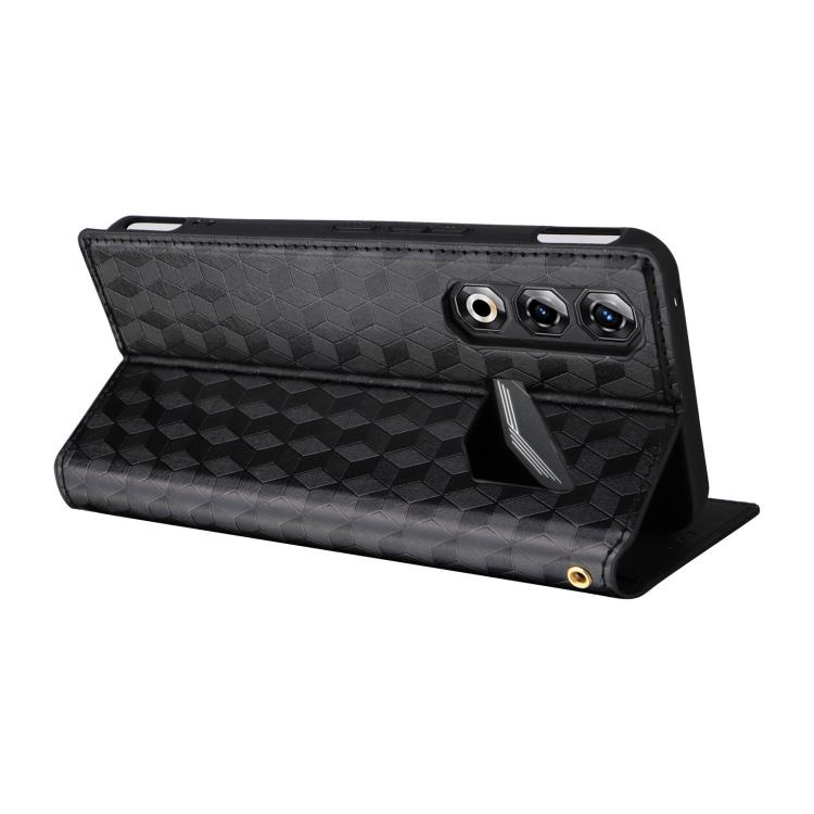 For ZTE nubia Neo 5 Pro 5G Cubic Grid Texture Flip Leather Phone Case(Black)