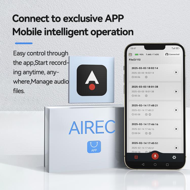 JNN Q90A Smart AI Voice Recording Pen Support APP Control, Memory:8GB(Black) - 4