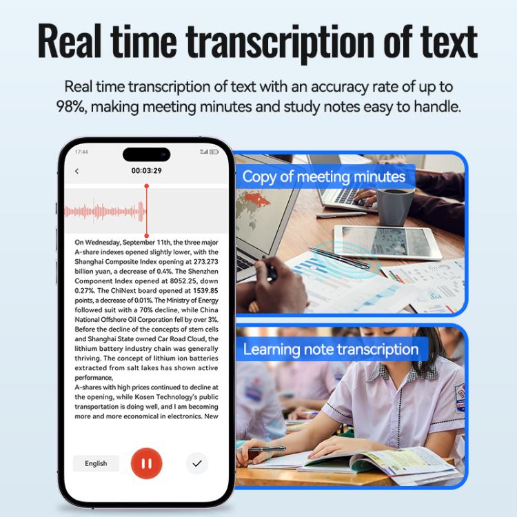 JNN Q90A Smart AI Voice Recording Pen Support APP Control, Memory:8GB(Black) - 5