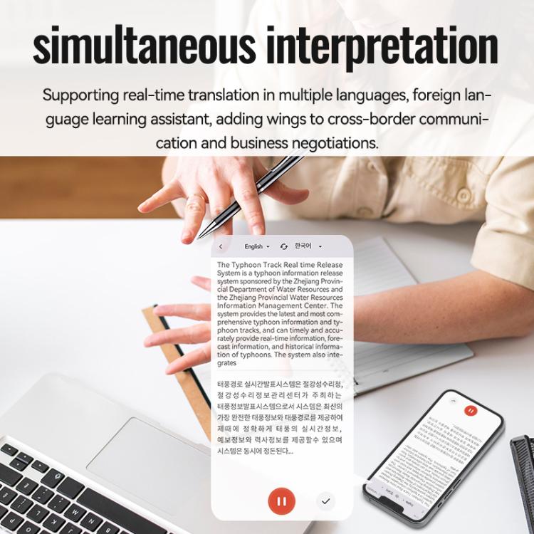 JNN Q90A Smart AI Voice Recording Pen Support APP Control, Memory:8GB(Black) - 6