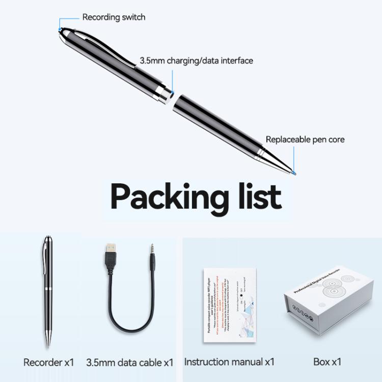 JNN Q90A Smart AI Voice Recording Pen Support APP Control, Memory:8GB(Black) - 9