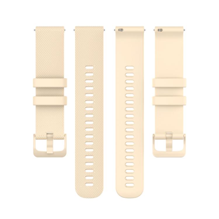 22mm For Forerunner 570 47mm/935/945/955 xDfind Small Plaid Solid Color Silicone Watch Band(Beige)